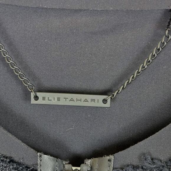 Elie Tahari Black Mesh Front & Trim Zip Front Blazer Moto Grunge Punk MEDIUM - Picture 5 of 12